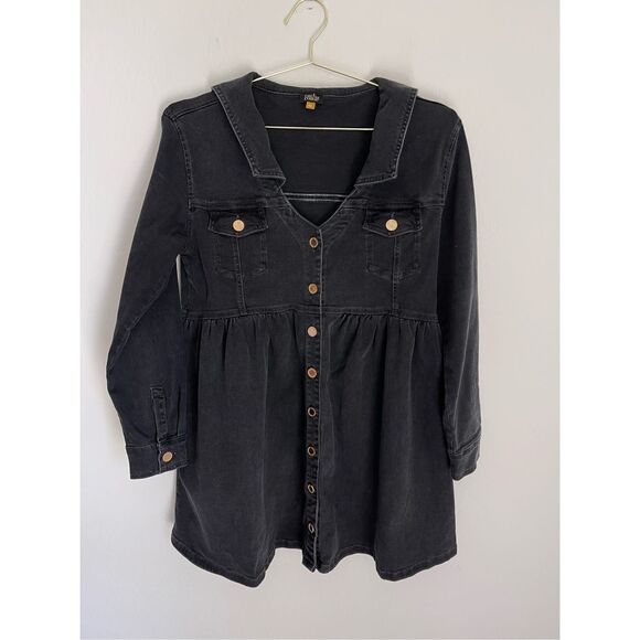 CACHE COEUR Nina Long Sleeve Denim Maternity/Nursing Dress Size Medium